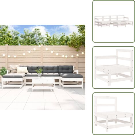 Mobili in legno - vidaXL Set Salotto da Giardino 7 pz Bianco in Legno Massello di Pino - Design rustico