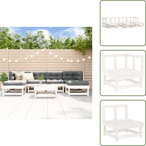 Mobili in legno - vidaXL Set Salotto da Giardino 7 pz Bianco in Legno Massello di Pino - Design rustico