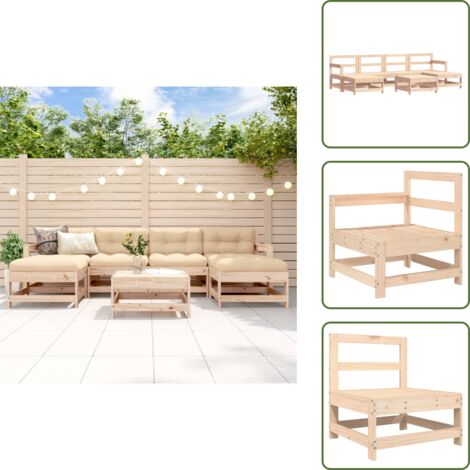 Mobili in legno - vidaXL Set Salotto da Giardino 7 pz in Legno Massello di Pino - Design rustico