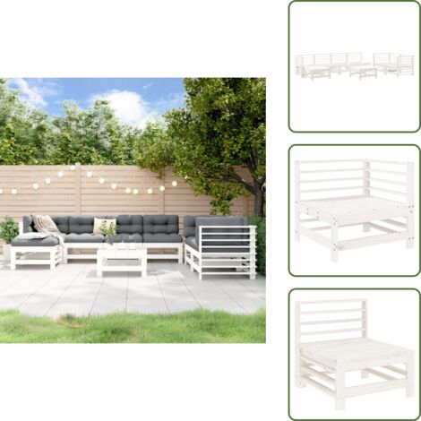 Mobili in legno - vidaXL Set Salotto da Giardino 8 pz in Legno Massello di Pino Bianco - Salotto esterno