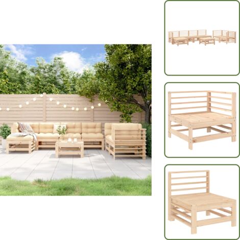 Mobili in legno - vidaXL Set Salotto da Giardino 8 pz in Legno Massello di Pino - Design rustico