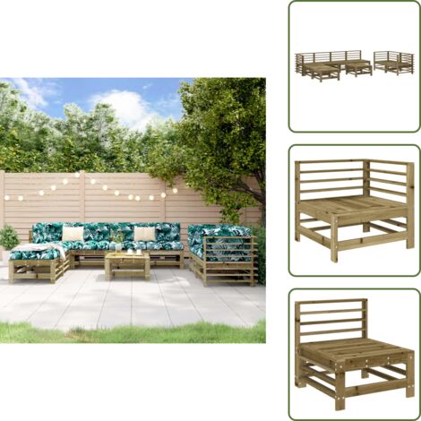 Mobili in legno - vidaXL Set Salotto da Giardino 9 pz in Legno Impregnato di Pino - Design modulare