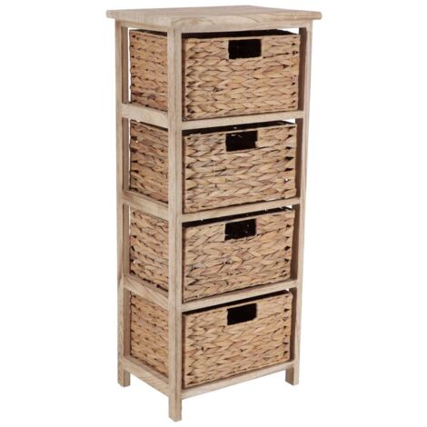 Mobili in paulownia con 4 cesti di giacinto - naturale - Tendance