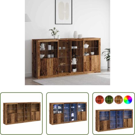 Mobili moderni -  Madia LED 3 pcs Legno vecchio 202 x 37 x 100 cm