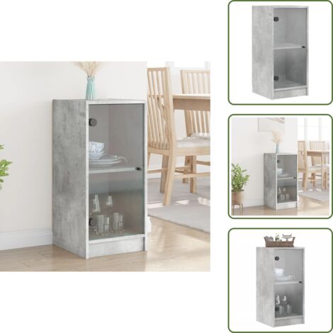 Mobili moderni - vidaXL Mobile con Ante in Vetro Grigio Cemento 35x37x75,5 cm - Design senza tempo