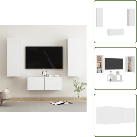 Mobili moderni - vidaXL Set Mobili Porta TV 3 pz Bianco in Legno Multistrato - Armadio TV