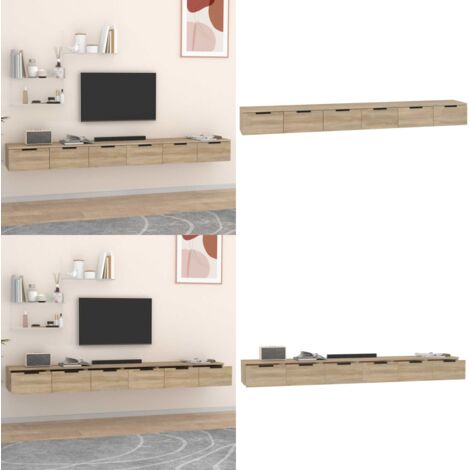 Mobili Muro 2 pz Rovere Sonoma 102x30x20cm in Legno Multistrato - Armadi a parete - Armadi in legno multistrato
