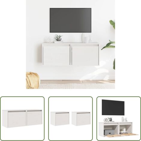 Mobili pensili -  Pensili Bianchi 2 pz 45x30x35 cm in Legno Massello di Pino