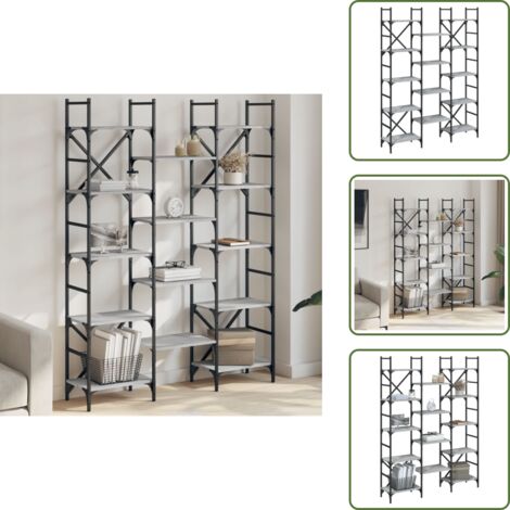 Mobili per casa - vidaXL Libreria Grigio Sonoma 127,5x28,5x172,5 cm in Legno Multistrato - Scaffale espositivo