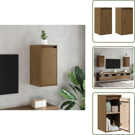 Mobili per parete - vidaXL Pensili 2 pz Marrone ambra 80x30x35cm in Legno Massello di Pino - Pensili decorativi