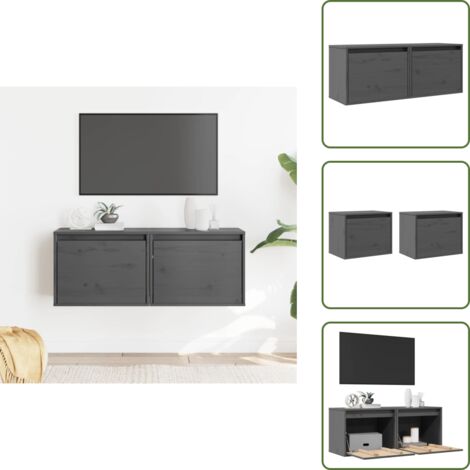 Mobili per parete - vidaXL Pensili Grigi 2 pz 45x30x35 cm in Legno Massello di Pino - Pensili grigi