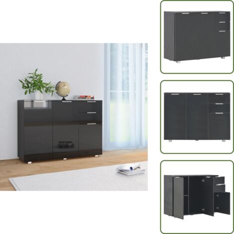 Mobili per salotto - vidaXL Credenza Nero Lucido 107x35x80,5 cm - Credenza nero