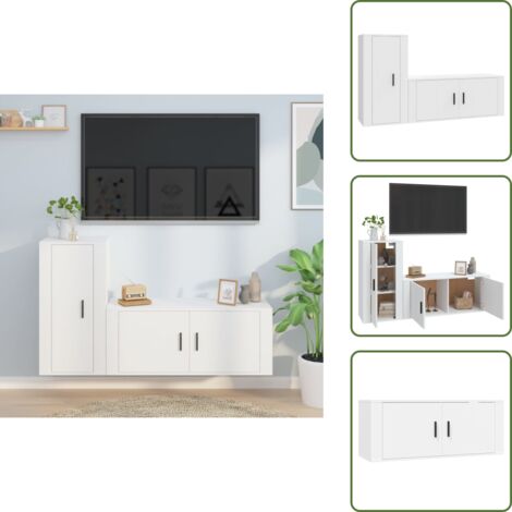 Mobili per soggiorno - vidaXL Set di Mobili Porta TV 2 pz Bianco in Legno Multistrato - TV a parete