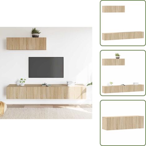 Mobili per soggiorno - vidaXL Set di Mobili Porta TV 3 pz Rovere Sonoma in Legno Multistrato - TV a parete
