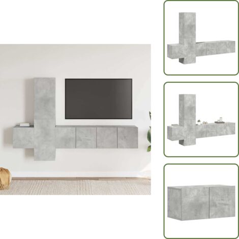 Mobili per soggiorno - vidaXL Set di Mobili Porta TV 5 pz Grigio Cemento in Legno Multistrato - Armadio TV