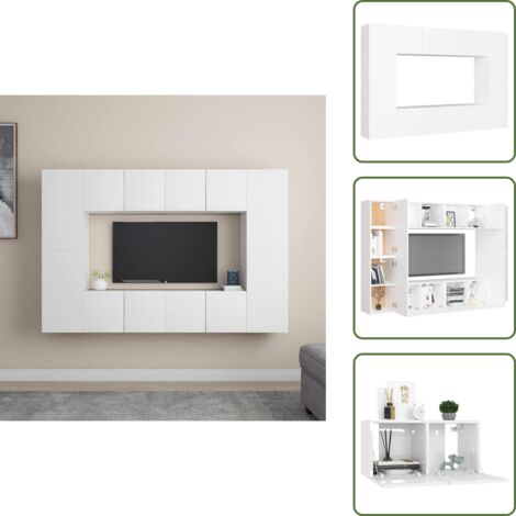 Mobili per soggiorno - vidaXL Set Mobili Porta TV 8 pz Bianco in Legno Multistrato - Armadio TV