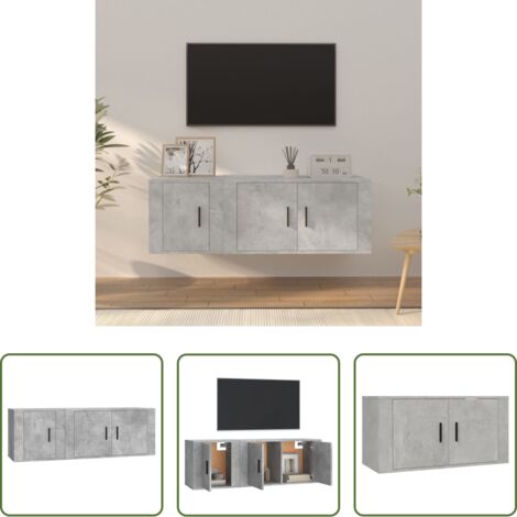 Mobili per TV -  Set di Mobili Porta TV 2 pz Grigio Cemento in Legno Multistrato
