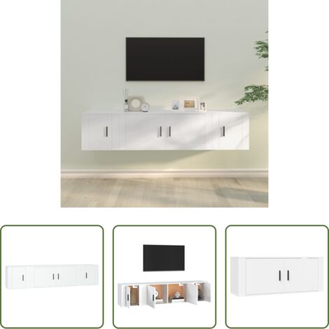 Mobili per TV -  Set Mobili Porta TV 3 pz Bianco in Legno Multistrato