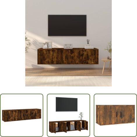 Mobili per TV -  Set Mobili Porta TV 3 pz Rovere Fumo in Legno Multistrato