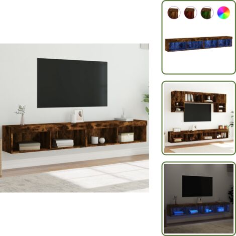 Mobili per TV - vidaXL Mobili Porta TV con Luci LED 2 pz Rovere Fumo 100x30x30 cm - Armadi TV