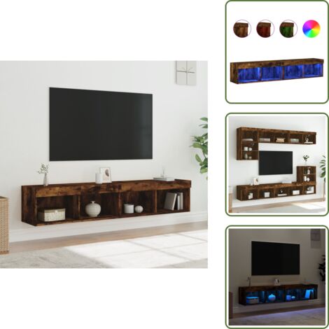 Mobili per TV - vidaXL Mobili Porta TV con Luci LED 2 pz Rovere Fumo 80x30x30 cm - Mobili in legno