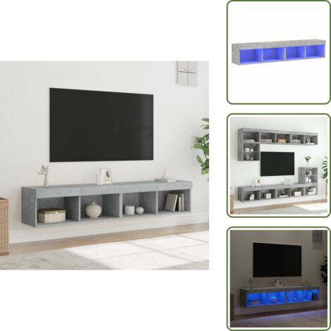 Mobili per TV - vidaXL Mobili TV con Luci LED 2pz Grigio Cemento 80x30x30 cm - Mobili porta TV