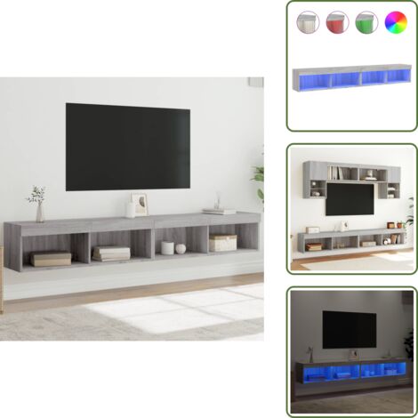 Mobili per TV - vidaXL Mobili TV con Luci LED 2pz Grigio Sonoma 100x30x30 cm - Mobili porta TV