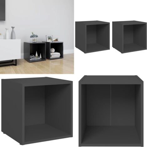 Mobili Porta TV 2 pz Grigi 37x35x37 cm in Legno Multistrato - Armadi hi-fi - Mobili tv
