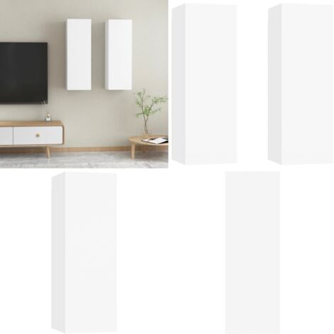 Mobili Porta TV 2pz Bianchi 30,5x30x90 cm in Legno Multistrato - Mobili TV - Armadio porta TV