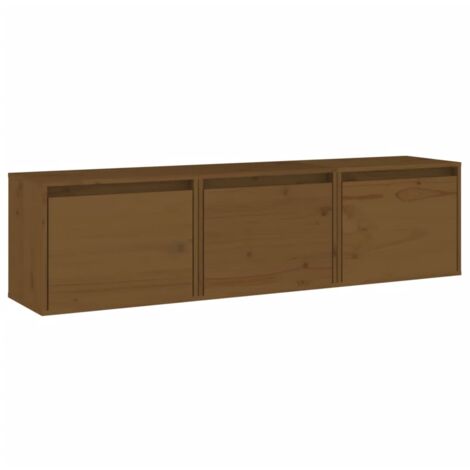 Mobili Porta TV 3 pz ambra in Legno Massello di Pino vidaXL
