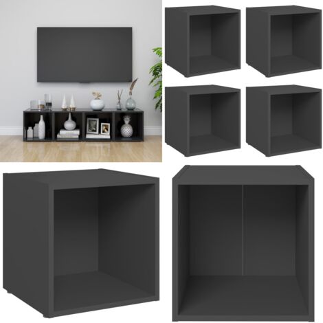 Mobili Porta TV 4 pz Grigi 37x35x37 cm in Legno Multistrato - Armadi hi-fi - Mobili tv