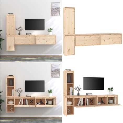 Mobili Porta TV 4 pz in Legno Massello di Pino - Armadi TV - Armadi in legno