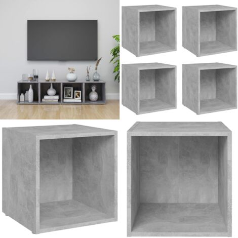 Mobili Porta TV 4pz Grigio Cemento 37x35x37cm Legno Multistrato - Armadi stereo - Armadi HiFi