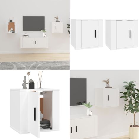 Mobili Porta TV a Parete 2 pz Bianco 40x34,5x40 cm - TV a parete - Mobili per TV