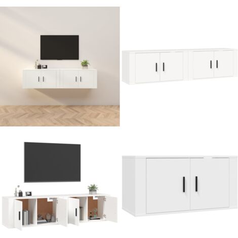 Mobili Porta TV a Parete 2 pz Bianco 80x34,5x40 cm - TV a parete - Mobili moderni