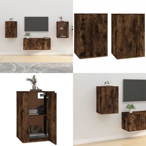 Mobili Porta TV a Parete 2 pz Rovere Fumo 40x34,5x60 cm - Mobili TV - Armadi TV