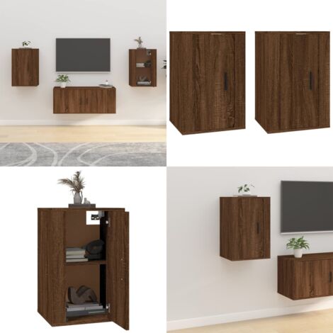 Mobili Porta TV a Parete 2 pz Rovere Marrone 40x34,5x60 cm - TV a parete - Mobile per TV