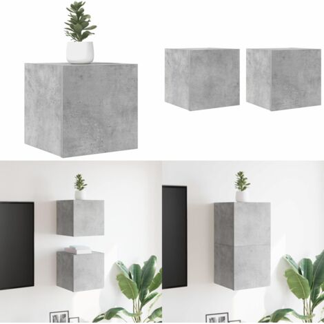 Mobili Porta TV a Parete 2pz Grigio Cemento 30,5x30x30 cm - Supporto TV - Armadio TV