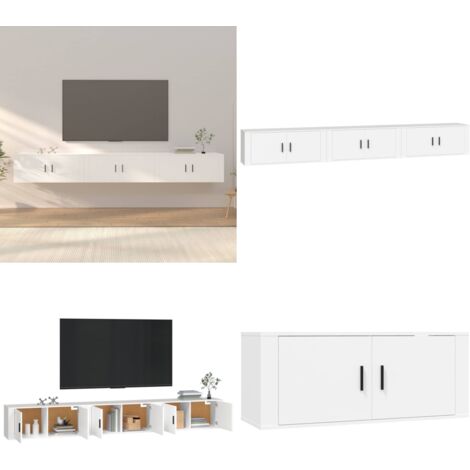 Mobili Porta TV a Parete 3 pz Bianco 100x34,5x40 cm - TV a parete - Mobili moderni