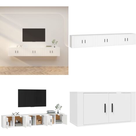 Mobili Porta TV a Parete 3 pz Bianco 80x34,5x40 cm - TV a parete - Mobili per casa