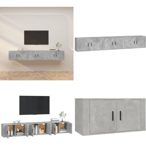 Mobili Porta TV a Parete 3 pz Grigio Cemento 80x34,5x40 cm - TV a parete - Mobili da parete