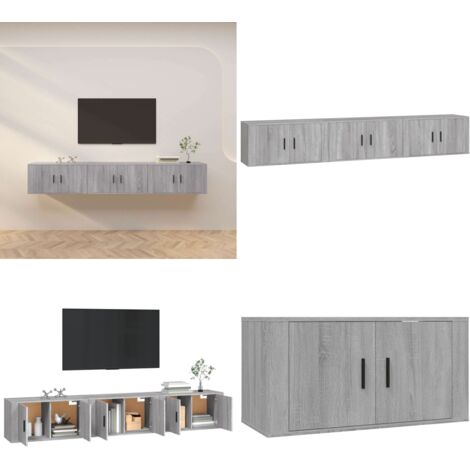 Mobili Porta TV a Parete 3 pz Grigio Sonoma 80x34,5x40 cm - TV a parete - Mobili moderni