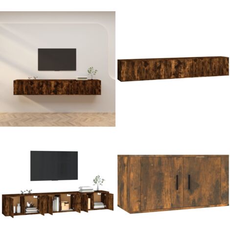 Mobili Porta TV a Parete 3 pz Rovere Fumo 80x34,5x40 cm - TV a parete - Mobili per casa