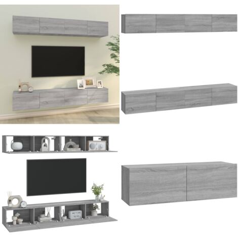 Mobili Porta TV a Parete 4 pz Grigio Sonoma 100x30x30 cm - Mobili TV - Arredamento a parete