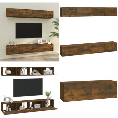 Mobili Porta TV a Parete 4 pz Rovere Fumo 100x30x30 cm - Mobili TV - Mobili per TV