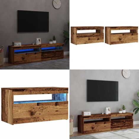 Mobili Porta TV con LED 2 pz Legno Antico in Legno Multistrato - TV Stand in Legno - Supporto TV con Luci RGB