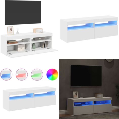 Mobili Porta TV con Luci LED 2 pz Bianchi 60x35x40 cm - Luci LED RGB - TV stand