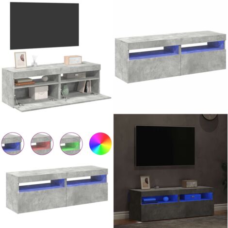Mobili Porta TV con Luci LED 2 pz Grigio Cemento 60x35 cm - Luci LED RGB - TV stand