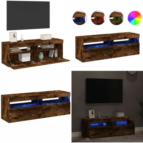 Mobili Porta TV con Luci LED 2 pz Rovere Fumo 60x35x40 cm - Luci LED - Design moderno