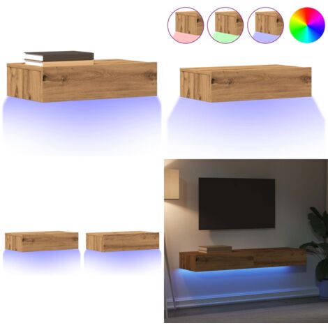 Mobili Porta TV Luci LED 2 pz Rovere Artigianale 60x35x15,5 cm - Luci LED - Credenza TV